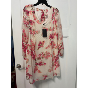 The Limited White and Pink Floral Long Sleeve Dress
